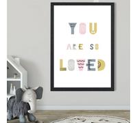Artze Wall Art Cute You Are So Loved Pink Scandi Quote Framed Print Size: A2 With Black Frame