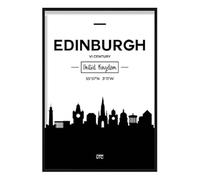Artze Wall Art Edinburgh Scotland Skyline Cityscape Print, A4 Size, Black/White