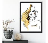 Artze Wall Art Fashion Girl Pen And Ink Sketch Framed Print Size: A3 With Black Frame