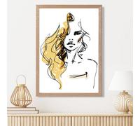 Artze Wall Art Fashion Girl Pen And Ink Sketch Framed Print Size: A3 With Oak Frame