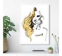 Artze Wall Art Fashion Girl Pen And Ink Sketch Framed Print Size: A3 With White Frame