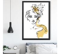 Artze Wall Art Female Fashion Pen And Ink Sketch Framed Print Size: A2 With Black Frame