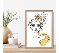 Artze Wall Art Female Fashion Pen And Ink Sketch Framed Print Size: A4 With Oak Frame