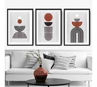 Artze Wall Art Geometric Terracotta Print 3-Piece Set, 50 cm Width x 70 cm Height, Black/Grey