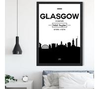 Artze Wall Art Glasgow Black And White City Skyline Framed Print Size: A2 With Black Frame