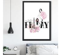 Artze Wall Art Hello Friday Fashion Illustration Quote Framed Print Size: A2 With Black Frame