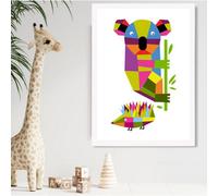 Artze Wall Art Koala Bright Geometric Animal Framed Print Size: A2 With White Frame
