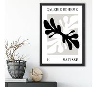Artze Wall Art Matisse Floral Cutout Beige And Black Bohemian Framed Print Size: A3 With Black Frame