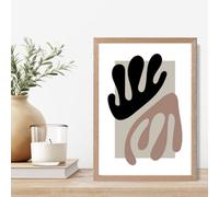 Artze Wall Art Matisse Floral Cutout Beige And Brown Framed Print Size: A4 With Oak Frame