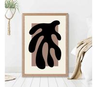 Artze Wall Art Matisse Floral Cutout Cream And Brown Framed Print Size: A2 With Oak Frame