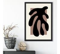 Artze Wall Art Matisse Floral Cutout Cream And Brown Framed Print Size: A3 With Black Frame