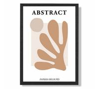 Artze Wall Art Matisse Floral Cutout Orange And Beige Mid Century Art Print With Black Frame Size: A4