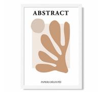 Artze Wall Art Matisse Floral Cutout Orange And Beige Mid Century Art Print With White Frame Size: A4