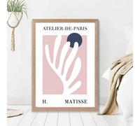 Artze Wall Art Matisse Floral Cutout Pink And Blue Exhibition Framed Print Size: A2 With Oak Frame