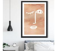 Artze Wall Art Matisse Inspired Abstract Terracotta Face Framed Print Size: A2 With Black Frame