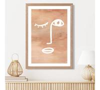 Artze Wall Art Matisse Inspired Abstract Terracotta Face Framed Print Size: A3 With Oak Frame