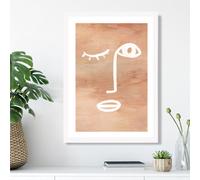 Artze Wall Art Matisse Inspired Abstract Terracotta Face Framed Print Size: A3 With White Frame