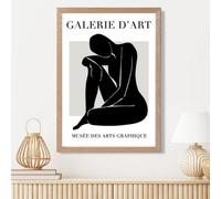 Artze Wall Art Matisse Nude Black And Grey Framed Print Size: A3 With Oak Frame
