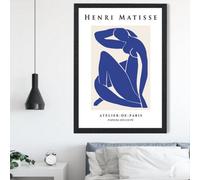 Artze Wall Art Matisse Nude Blue And Beige Exhibition Framed Print Size: A2 With Black Frame