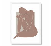 Artze Wall Art Matisse Nude Brown And Beige Art Print With White Frame Size: A4
