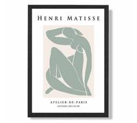 Artze Wall Art Matisse Nude Green And Cream Art Print With Black Frame Size: A4