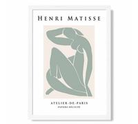 Artze Wall Art Matisse Nude Green And Cream Art Print With White Frame Size: A4