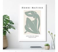 Artze Wall Art Matisse Nude Green And Cream Framed Print Size: A3 With White Frame