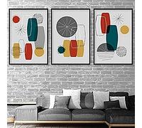 Artze Wall Art Mid Century Modern Abstract Geometric Print, 3-Piece Set, A2 Size