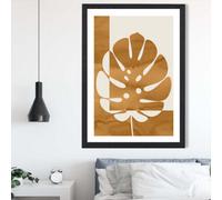 Artze Wall Art Mustard Monstera Mid Century Tropical Framed Print Size: A2 With Black Frame