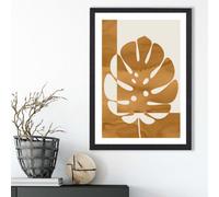 Artze Wall Art Mustard Monstera Mid Century Tropical Framed Print Size: A3 With Black Frame