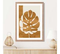 Artze Wall Art Mustard Monstera Mid Century Tropical Framed Print Size: A3 With Oak Frame