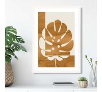 Artze Wall Art Mustard Monstera Mid Century Tropical Framed Print Size: A3 With White Frame