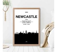 Artze Wall Art Newcastle Black And White City Skyline Framed Print Size: A2 With Oak Frame