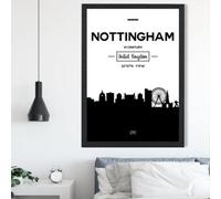 Artze Wall Art Nottingham Black And White City Skyline Framed Print Size: A2 With Black Frame
