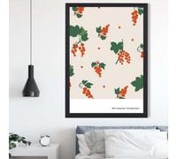 Artze Wall Art Orange And Green Climbing Plant Flower Market Minimalist Framed Print Size: A2 With Black Frame