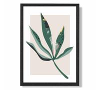Artze Wall Art Palm Leaf Green And Red Minamilist Art Print With Black Frame Size: A4