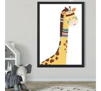 Artze Wall Art Peeking Giraffe Tribal Animal Framed Print Size: A2 With Black Frame