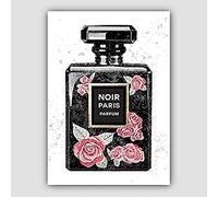 Artze Wall Art Perfume Noir Pink Roses 1 Art Print Poster, 61 cm Width x 91 cm Height, Black Marble