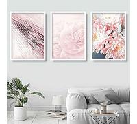 Artze Wall Art Pink Peonies Floral Abstract Wall Art 3-Piece Set, 30 cm Width x 40 cm Height