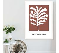 Artze Wall Art Red And White Matisse Style Floral Cutout Framed Print Size: A2 With White Frame