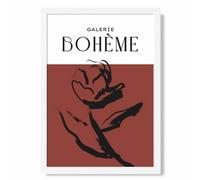 Artze Wall Art Red Rose Boho Sketch Floral Art Print With White Frame Size: A4