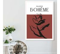 Artze Wall Art Red Rose Boho Sketch Floral Framed Print Size: A2 With White Frame