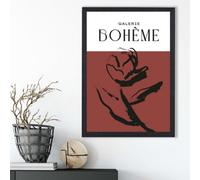 Artze Wall Art Red Rose Boho Sketch Floral Framed Print Size: A3 With Black Frame