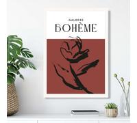 Artze Wall Art Red Rose Boho Sketch Floral Framed Print Size: A3 With White Frame