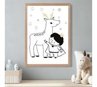 Artze Wall Art Scandi Prince Little Boy With Reindeer Framed Print Size: A3 With Oak Frame