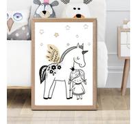 Artze Wall Art Scandi Princess Little Girl And Pegasus Framed Print Size: A2 With Oak Frame