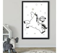 Artze Wall Art Scandi Princess Little Girl And Unicorn Framed Print Size: A2 With Black Frame