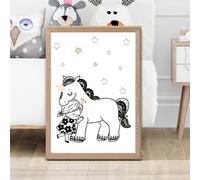 Artze Wall Art Scandi Princess Little Girl Hugging Unicorn Framed Print Size: A2 With Oak Frame