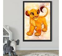 Artze Wall Art Simba Cub Watercolour Lion King Framed Print Size: A2 With Black Frame