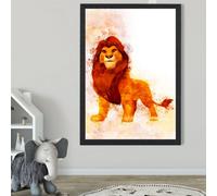 Artze Wall Art Simba Watercolour Lion King Framed Print Size: A2 With Black Frame